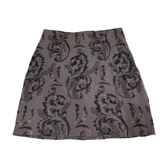 Y2K Anxiety Baroque Mini Skirt Taupe Black Scroll Pattern Size XS/S Made in USA - Picture 1 of 11